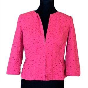 White House Black Market coral pink eyelet jacket Size 4